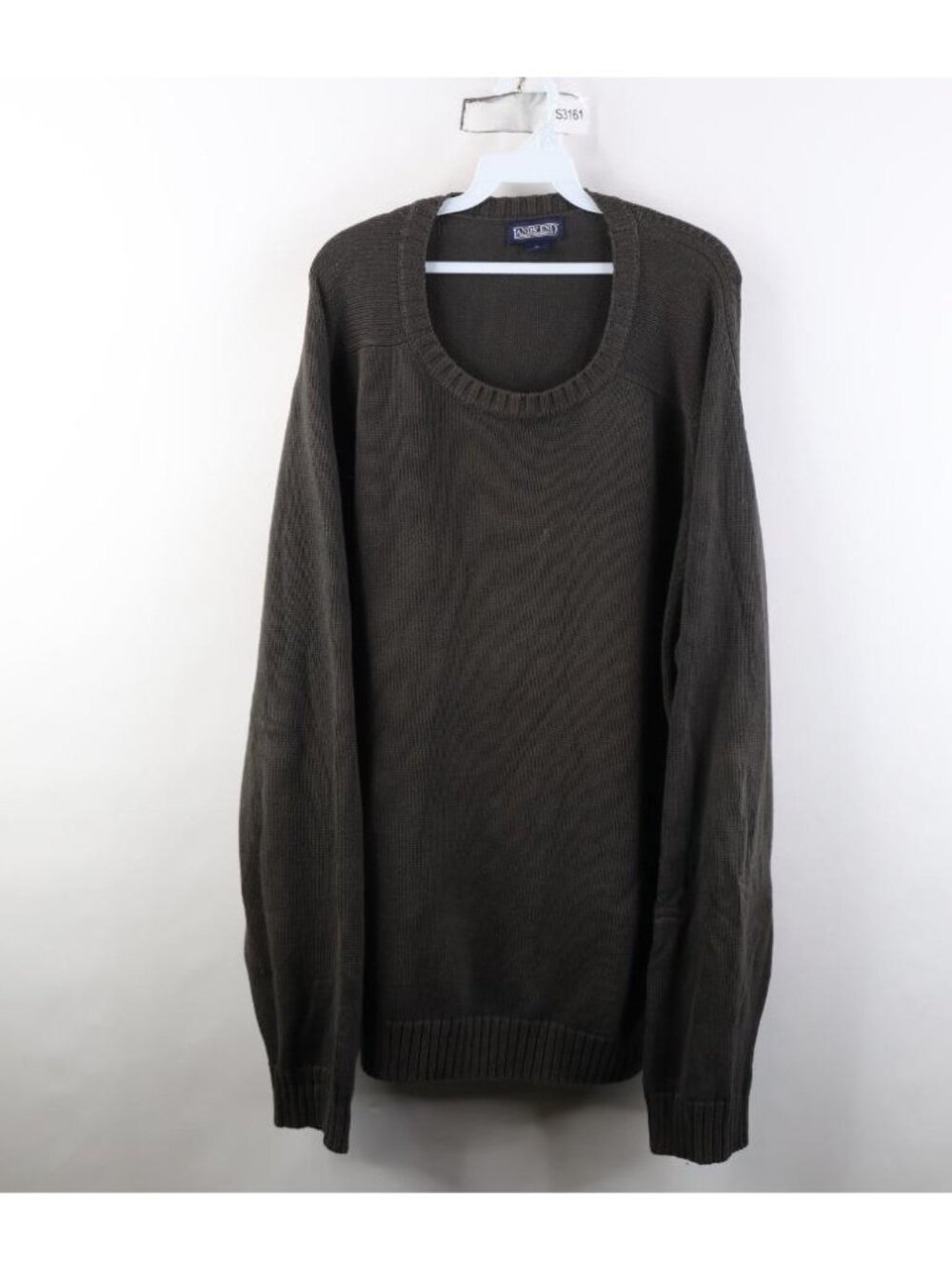 Vintage 90s Lands End Mens XL Distressed Blank Cotton Knit Sweater Dark Gray USA